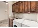 Laundry area with cabinets, sink, washer, and dryer at 3254 N Ladera Cir, Mesa, AZ 85207