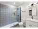 Stylish bathroom with patterned tile shower and marble vanity at 4450 N 54Th St, Phoenix, AZ 85018