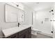 Modern bathroom with marble vanity and subway tile shower at 4450 N 54Th St, Phoenix, AZ 85018