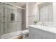 Modern bathroom featuring a glass shower, a sleek vanity, and contemporary fixtures at 22477 S 197Th Cir, Queen Creek, AZ 85142