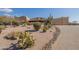 Charming desert landscaping with colorful flowers, mature cacti, and a paver driveway at 4185 S Redtail Trl, Gold Canyon, AZ 85118