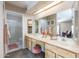 Bathroom features a dual-sink vanity, large mirror and separate shower at 16302 N 36Th Ave, Phoenix, AZ 85053