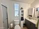 Clean and updated bathroom with shower and toilet at 356 S Felspar Dr, Apache Junction, AZ 85119