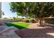 Landscaped backyard with artificial turf and mature tree at 4220 E Thistle Landing Dr, Phoenix, AZ 85044