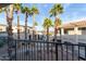 Lush courtyard with desert landscaping and multiple palm trees for shade at 10401 N Saguaro Blvd # 210, Fountain Hills, AZ 85268