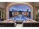 Relaxing pool area with a fire pit and mountain views at 21487 N 110Th Pl, Scottsdale, AZ 85255