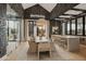 Modern dining room with statement wallpaper and access to the backyard at 3827 E Marlette Ave, Paradise Valley, AZ 85253