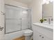 Bright bathroom with a shower-tub combination and updated vanity at 9270 E Mission Ln # 117, Scottsdale, AZ 85258