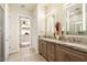 Elegant bathroom with double vanity, granite countertop, and large shower at 15957 E Ridgestone Dr, Fountain Hills, AZ 85268