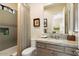 Guest bathroom with shower/tub combo and granite vanity at 15957 E Ridgestone Dr, Fountain Hills, AZ 85268