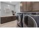 Convenient laundry room with washer, dryer, and ample cabinet storage at 21622 E Via De Arboles --, Queen Creek, AZ 85142