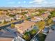 Aerial view highlights a home with a backyard pool, outdoor living area, and mountain views in the distance at 2625 N 24Th St # 36, Mesa, AZ 85213