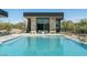 Modern rectangular pool with spa and mountain views at 28110 N 96Th Pl, Scottsdale, AZ 85262