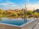 Infinity pool overlooks beautiful desert landscape with rock formations and native plants at 28110 N 96Th Pl, Scottsdale, AZ 85262