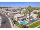 Aerial view of a home featuring a private backyard pool and covered patio at 3591 S Larkspur Way, Chandler, AZ 85248