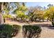 Landscaped backyard featuring mature trees, desert landscaping, gravel ground cover, and privacy fence at 5373 W Dublin Ct, Chandler, AZ 85226