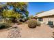 Beautiful backyard features desert landscaping and lush trees for privacy at 5373 W Dublin Ct, Chandler, AZ 85226