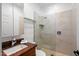 Modern bathroom with a large shower and granite countertop at 7710 E Gainey Ranch Rd # 152, Scottsdale, AZ 85258