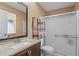 Clean bathroom with a shower/tub combo and granite vanity at 9890 N Balboa Dr, Sun City, AZ 85351