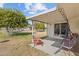 Covered patio with seating and string lights at 9890 N Balboa Dr, Sun City, AZ 85351