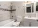 Bathroom with tiled tub, shower, and modern vanity at 1342 W Emerald Ave # 344, Mesa, AZ 85202