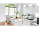 Bright living room featuring a large window, hardwood floors, and modern neutral furniture at 24084 N 77Th St, Scottsdale, AZ 85255