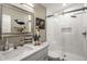 Bathroom with walk-in shower, vanity, and decorative accents at 7439 E Beryl Ave, Scottsdale, AZ 85258