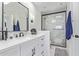 Modern bathroom with a large vanity and walk-in shower at 7510 E Thomas Rd # 234, Scottsdale, AZ 85251