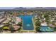 Aerial view of lakefront community with tennis courts at 7605 E Via De Lindo --, Scottsdale, AZ 85258