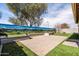Large, well-maintained backyard features manicured landscaping and a beautiful mural for added charm at 18716 N Jameson Dr, Maricopa, AZ 85138