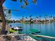 Stunning water view with boats and lush landscaping at 10120 E Topaz Dr, Scottsdale, AZ 85258