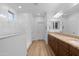 Modern bathroom with double vanity, granite countertop, and a large walk-in shower at 11995 E Pivot Peak --, Gold Canyon, AZ 85118