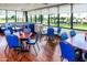 Casual dining area with blue chairs and tables at 1841 E Augusta Ave, Chandler, AZ 85249