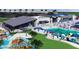 Rendering of a community pool area featuring water slides, a playground, concession stand, and plenty of lounge seating at 18819 W Cholla St, Surprise, AZ 85388