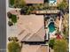 Aerial view of house, pool, and landscaped yard at 22432 N 48Th St, Phoenix, AZ 85054