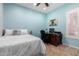 Blue bedroom with a double bed and home office space at 2702 S Joplin --, Mesa, AZ 85209