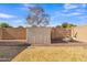 Backyard with storage shed and decorative accents at 3020 E Lark Dr, Chandler, AZ 85286