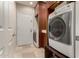 Laundry room with modern appliances, ample storage, and convenient access to the outside at 211 E Dawn Dr, Tempe, AZ 85284