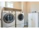 Laundry room with front load washer and dryer and built-in storage cabinet at 8535 E Olla Ave, Mesa, AZ 85212