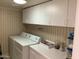 Laundry room with washer, dryer, and storage cabinets at 3554 E Camino Cir, Mesa, AZ 85213