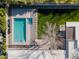 Aerial view showcases the pool, manicured lawn, and modern design of this property at 3643 E Coolidge St, Phoenix, AZ 85018