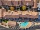 Aerial view showing complex layout, pool, and courtyard at 2955 N Oregon St # 9, Chandler, AZ 85225
