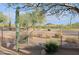 Scenic backyard view through a fence, featuring desert vegetation and a mountain backdrop at 33809 N 67Th St, Scottsdale, AZ 85266