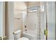 Clean bathroom with white toilet and tub-shower combo with shower curtain at 41515 N Laurel Valley Way, Anthem, AZ 85086
