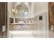 Modern powder room with a vessel sink and mosaic tile at 10585 E Crescent Moon Dr # 33, Scottsdale, AZ 85262