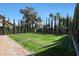 Large backyard with stone patio and trees at 1207 W Sea Bass Ct, Gilbert, AZ 85233