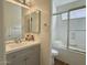 Bathroom featuring modern vanity, toilet, and a glass door shower and tub combination at 15034 N 30Th St, Phoenix, AZ 85032