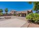 Large backyard with patio, fire pit, and mature landscaping at 20767 N Bustos Way, Maricopa, AZ 85138