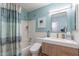 Clean bathroom with modern vanity and a tub shower combo at 21 W Del Rio Dr, Tempe, AZ 85282