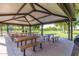 Covered picnic area with multiple tables and benches, ideal for outdoor gatherings and events at 25948 W Sands Dr, Buckeye, AZ 85396